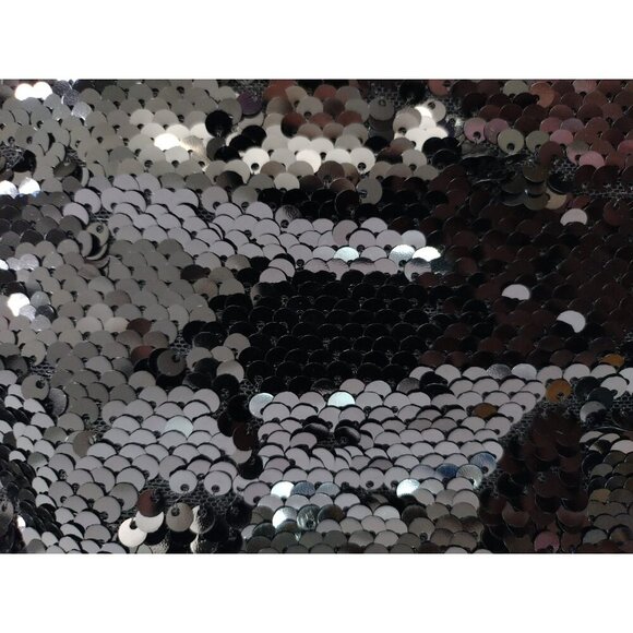 Black Sequin Halter Crop Top With Smocked Back & Adjustable Tie Closure. - Picture 3 of 7